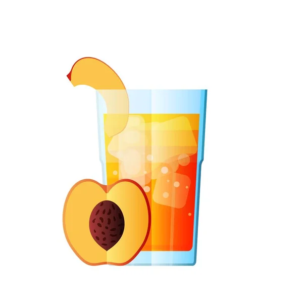 ジュース桃フレッシュジューシーなガラスベクトル柑橘類 — ストックベクタ