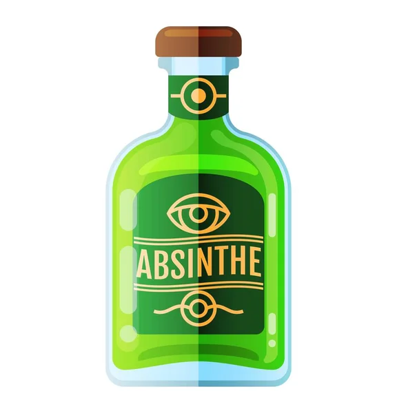 Абсент бутылка напитка плоская иконка вектор знак — стоковый вектор