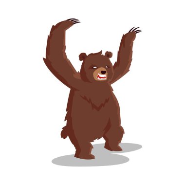 Beyaz Arkaplan 'da izole edilmiş iri ve korkunç kahverengi ayı. Çocuk Masalı 'nın karakteri. Çocuk Kitabı için Görüntü