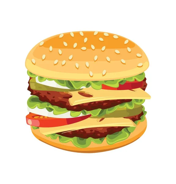 Vector réaliste hamburger Savoureux comprennent escalope oignon — Image vectorielle