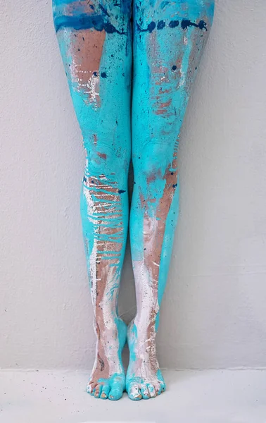 Krásné Nohy Nohy Sexy Mladé Umělecky Abstraktní Malované Ženy Baletky — Stock fotografie