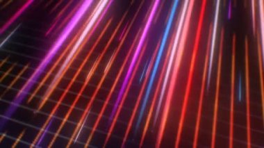 Ritmik Mavi Turuncu Mor Mor Ultraviyole ışınlı parlak çizgiler soyut hareket arkaplanı. Retro-futuristik Vj Video Canlandırması