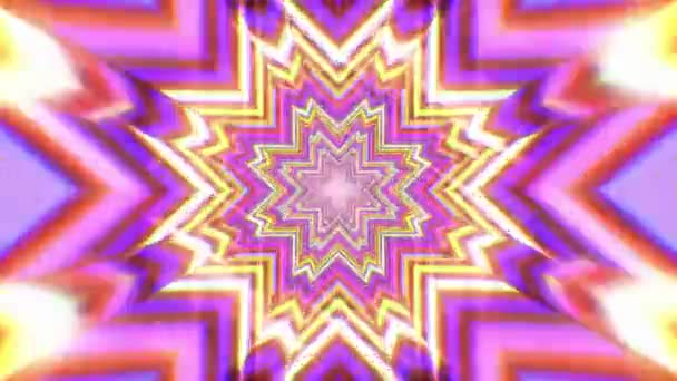 Hypnotický psychedelický kolorgulský tunelový kaleidoskop. Barevná kaleidoskopická ozdoba. Barevná abstraktní symetrická mandala. Iluzivní pozadí. VJ bezešvé smyčky. Neurální síť. Narkotický výlet — Stock video
