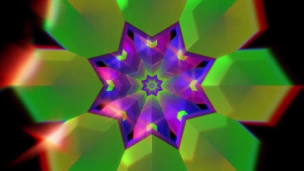 Hypnotic psychedelic colorgul tunnel kaleidoscope pattern. Colorful kaleidoscopic ornament. Colorful abstract symmetric mandala. Illusion background. VJ seamless loop. Neural network. Narcotic trip — 비디오