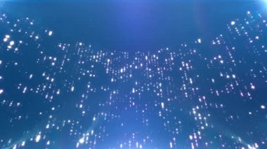 Projektör ışıkları olan mavi ışık parçacıkları. Zarif ödül töreni ya da sahne arkası moda gösterisi. Parıldayan parçacıklar VJ kusursuz döngü görüntüleri. Oscar ya da Grammy tarzı