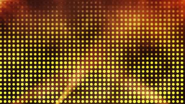 コンサートの要素。Led電球とパネル。アニメーションオレンジの円で抽象的な背景。スプロング・グリッツ光の壁を破壊するグローライトパターン授賞式の舞台背景。シームレスなループ — ストック動画