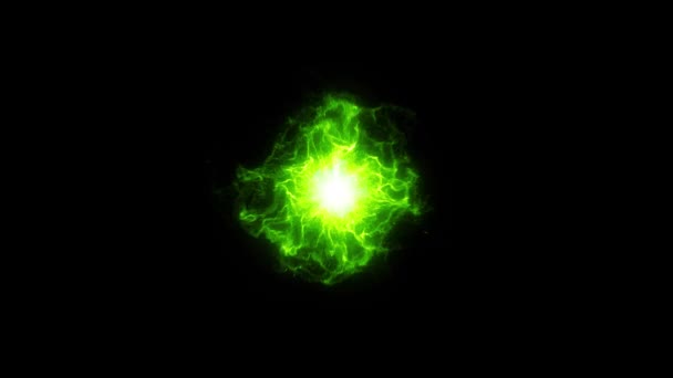 Abstrakte grüne Shockwave Smoke Animation. Pulsierendes Energiefeld. Energy Fx Hintergrund. Magische Teilchen mit Flüssigkeitsverzerrungen und Turbulenzen. Futuristische Explosion. Kraftfelder. Wirbelströme — Stockvideo