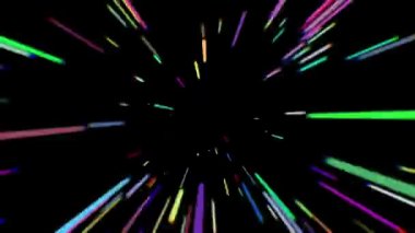 Komik hızlı radyal arka plan. Işık çizgileri, fütüristik, hız hareketi. Çok renkli Anime hız tüneli hatları. Kusursuz döngü