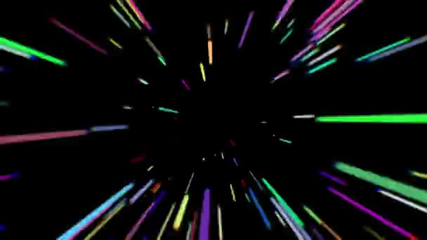コミックスピード放射状の背景。光の縞、未来的、速度の動き。多色アニメ速度トンネルライン。シームレスなループ — ストック動画