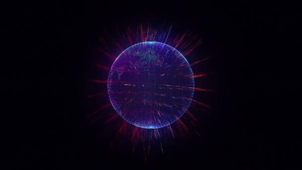 Beautiful Abstract futuristic planet Earth with continents surrounded by virtual elements. Business and Technology Concept. Dots and lines. FUI HUD. 3D Animation. Use screen mode to overlay on video. — Stock Video