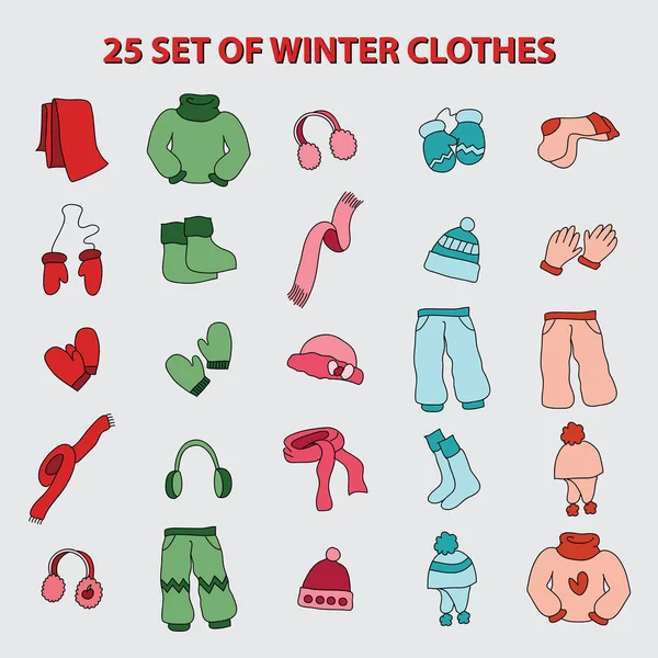 Set di abbigliamento / vestiti invernali — Vettoriale Stock