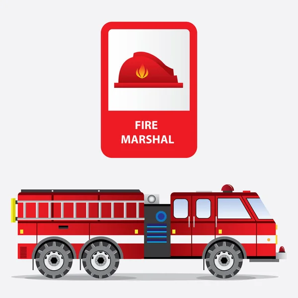 Set von Stop-Fire-Symbolen (Feuerwehrauto, Feuerlöscher, Schlauch, Leiter) flach. Vektorillustration — Stockvektor