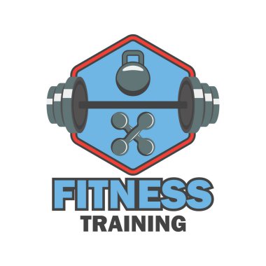 Fitness logosu, sloganı için metin alanı ile / slogan, vektör çizim