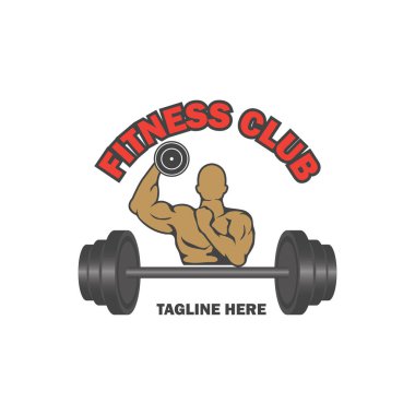 Fitness logosu, sloganı için metin alanı ile / slogan, vektör çizim