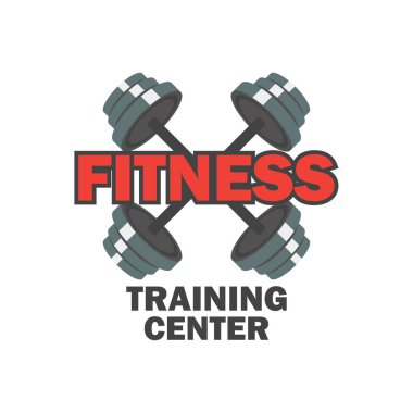 Fitness logosu, sloganı için metin alanı ile / slogan, vektör çizim