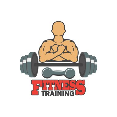 Fitness logosu, sloganı için metin alanı ile / slogan, vektör çizim
