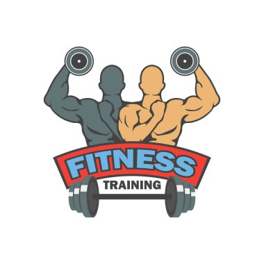 Fitness logosu, sloganı için metin alanı ile / slogan, vektör çizim