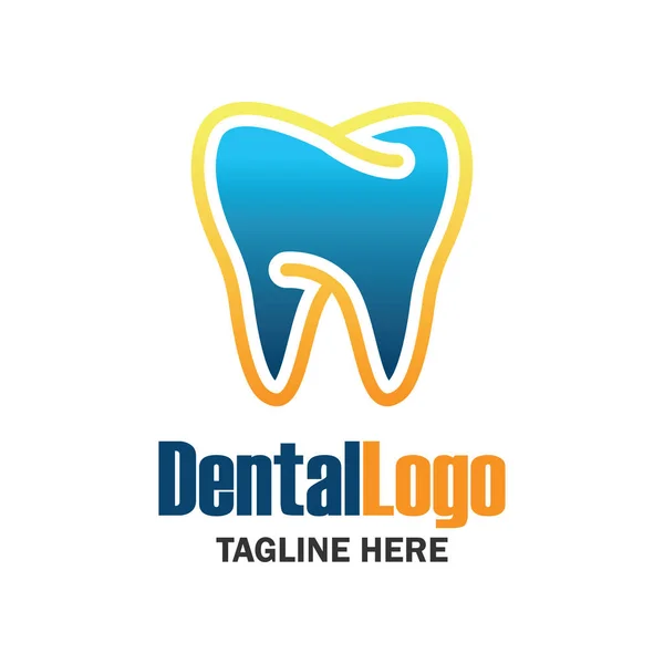 Tand om tandheelkunde / stomatologist / tandheelkundige kliniek logo. platte vectorillustratie — Stockvector