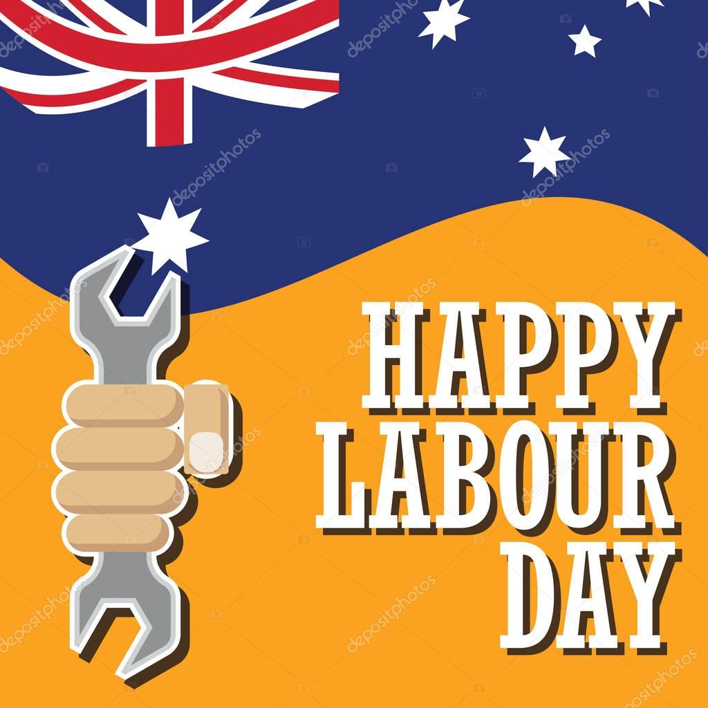 poster of happy labour day, labor day, sale, 1 may. vector illustration