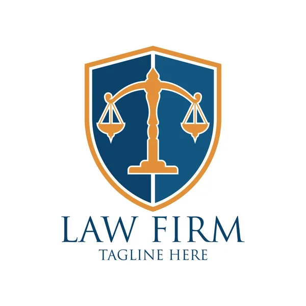 Törvény cég logó és szöveg adható a szlogen / tagline, vektoros illusztráció — Stock Vector