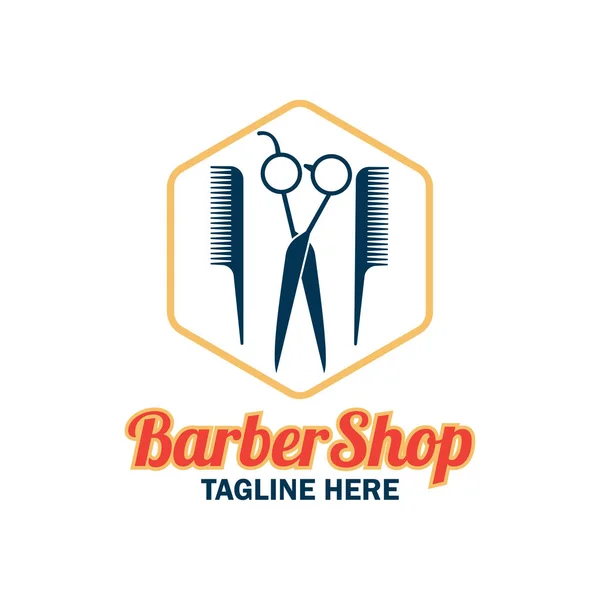 Friseurladen-Logo mit Textfläche für Ihren Slogan / Slogan, Vektorillustration — Stockvektor