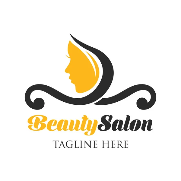 Logo beautician dengan spasi teks untuk slogan / tagline, ilustrasi vektor - Stok Vektor