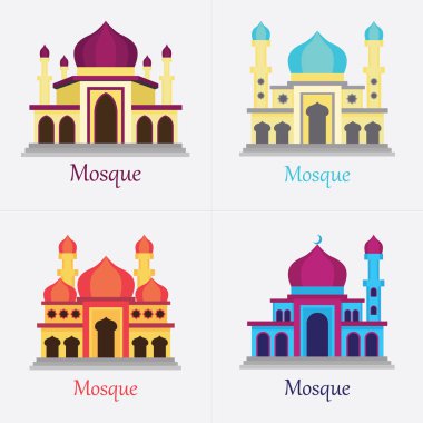 İslam Camii / Mescid Müslüman için dua kutsal kişilerin resmi. vektör çizim