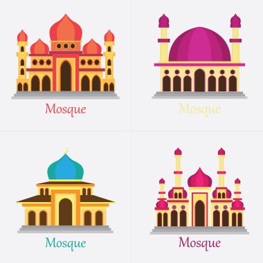 İslam Camii / Mescid Müslüman için dua kutsal kişilerin resmi. vektör çizim