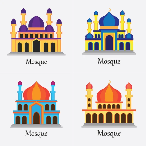 Iszlám mecset / Masjid a muszlim imádkozni ikonra. vektoros illusztráció — Stock Vector