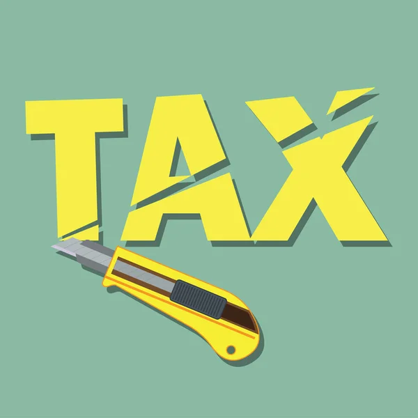 Carta fiscale tagliata con concetto di taglio per ridurre le tasse pagando meno. illustrazione vettoriale — Vettoriale Stock