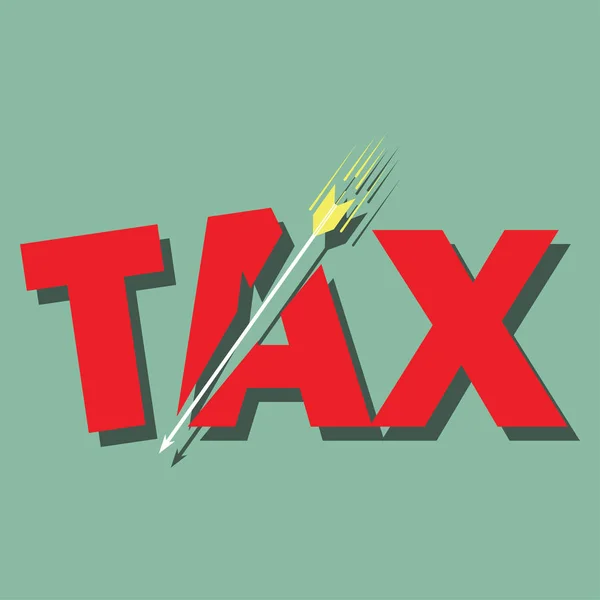 Carta fiscale tagliata con il concetto di freccia per ridurre le tasse pagando meno. illustrazione vettoriale — Vettoriale Stock