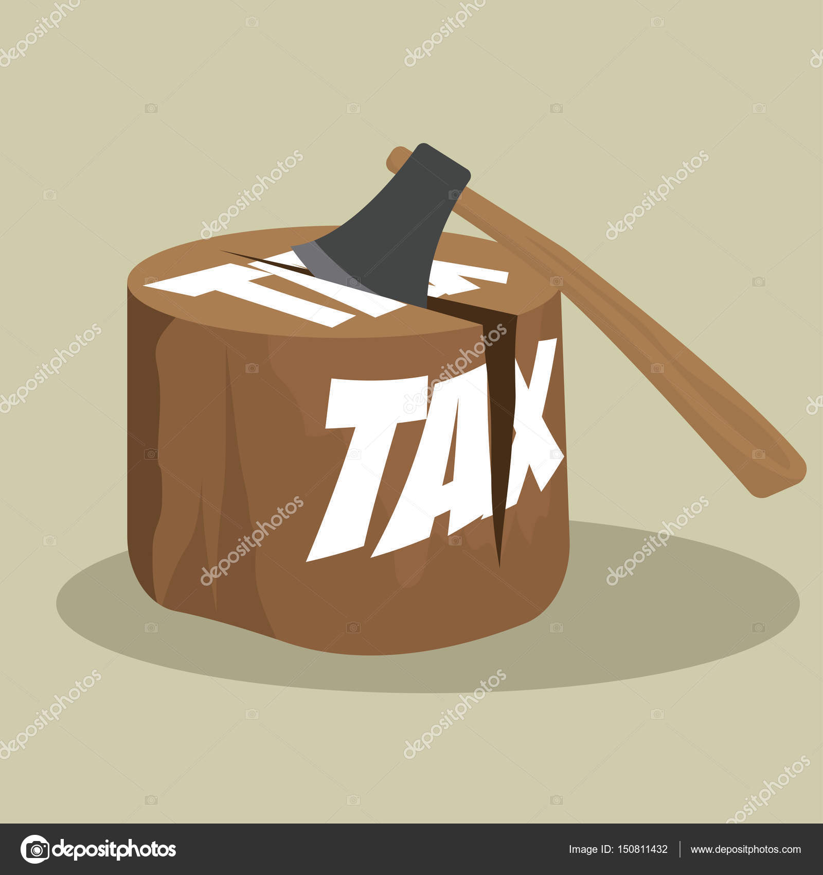 Corte de madera con concepto de hacha para reducir los impuestos que