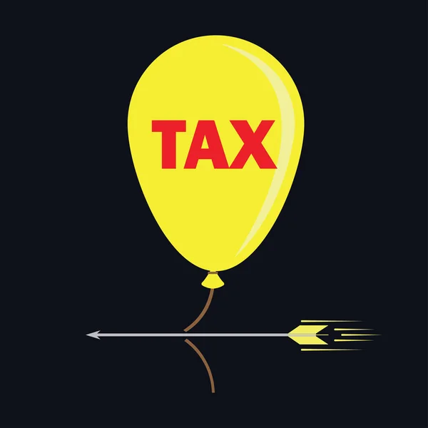 Balão fiscal cortado com o conceito de seta para reduzir os impostos pagando menos. ilustração vetorial — Vetor de Stock