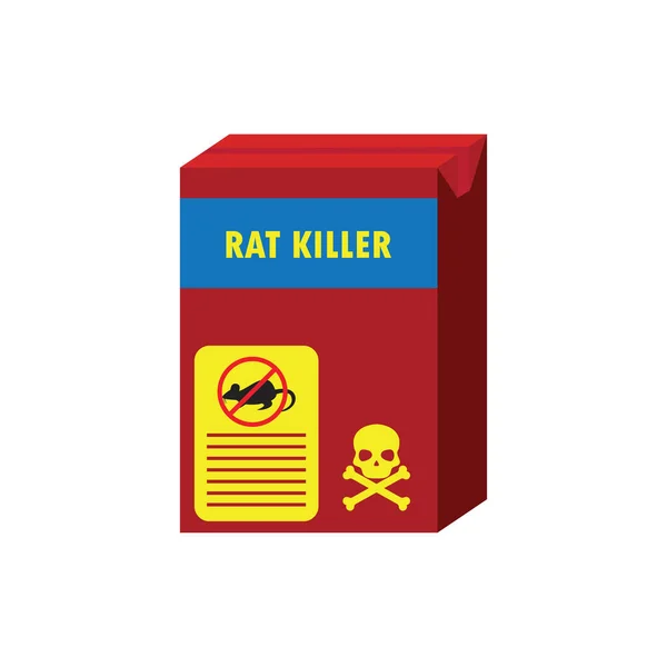 Caja de veneno asesino de ratas y ningún concepto de signo de rata. ilustración vectorial — Vector de stock