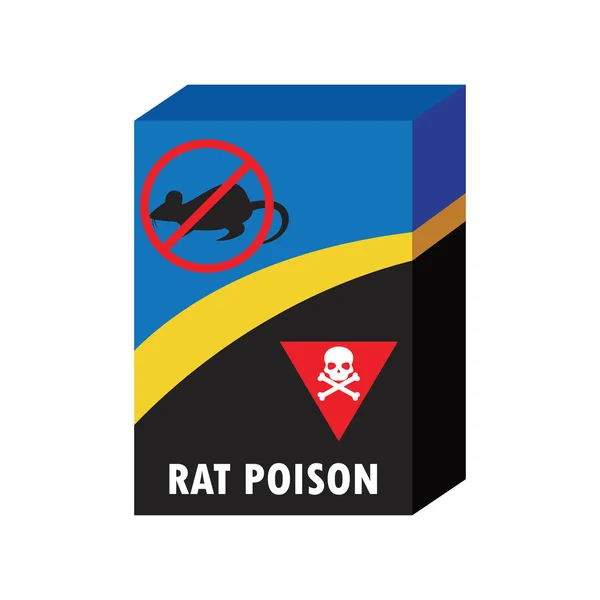 Box of rat killer poison and no rat sign concept. vector illustration — Stock Vector