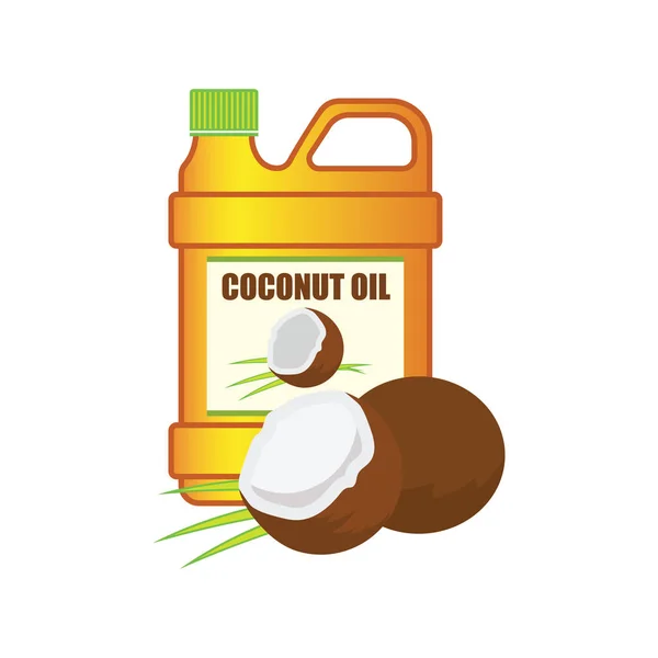Kokosfrüchte und Kokosöl-Konzept. Vektorillustration — Stockvektor