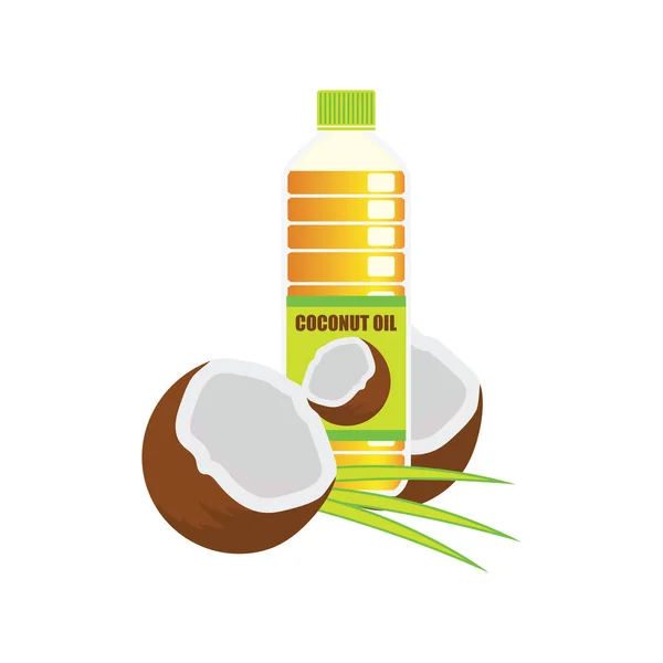 Kokosnoot fruit en kokosolie concept. vectorillustratie — Stockvector