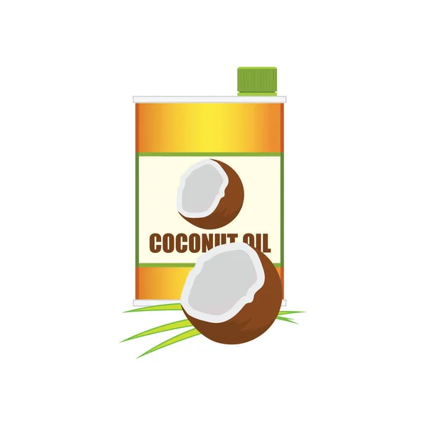 Concepto de fruta de coco y aceite de coco. ilustración vectorial — Vector de stock