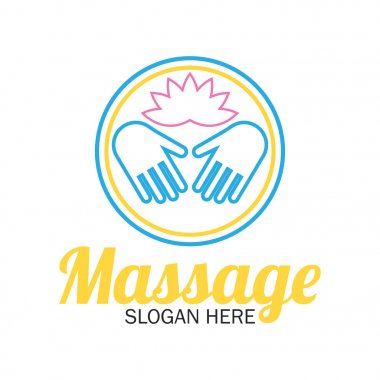Terapi logosu, sloganı için metin alanı ile masaj / slogan, vektör çizim