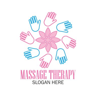 Terapi logosu, sloganı için metin alanı ile masaj / slogan, vektör çizim