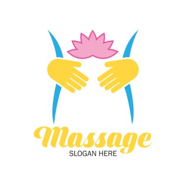 Terapi logosu, sloganı için metin alanı ile masaj / slogan, vektör çizim