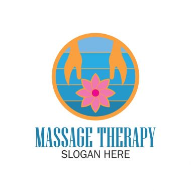 Terapi logosu, sloganı için metin alanı ile masaj / slogan, vektör çizim