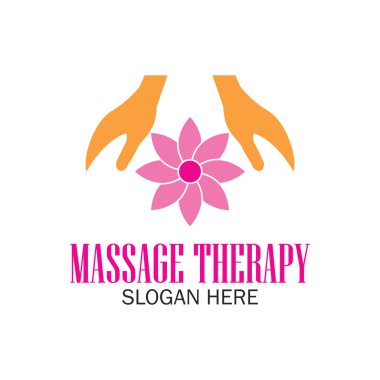 Terapi logosu, sloganı için metin alanı ile masaj / slogan, vektör çizim