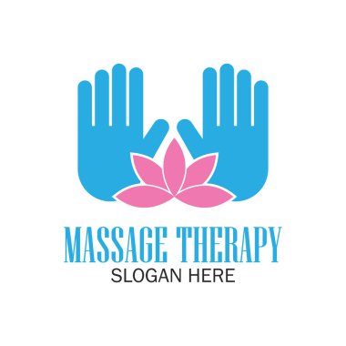 Terapi logosu, sloganı için metin alanı ile masaj / slogan, vektör çizim