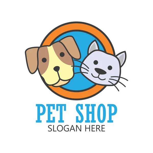 Loja de animais de estimação, cuidados com animais de estimação, logotipo do amante de animais de estimação com espaço de texto para o seu slogan / slogan, ilustração vetorial — Vetor de Stock