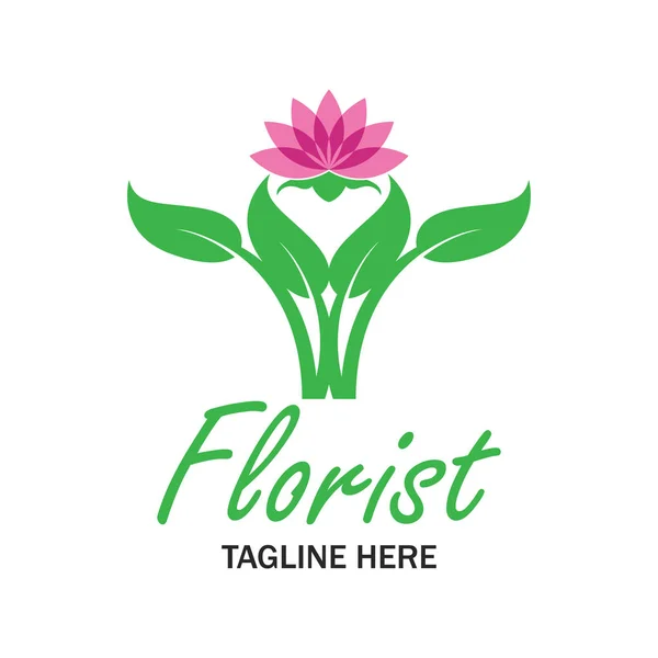 Logo fleuriste avec espace texte pour votre slogan / slogan, illustration vectorielle — Image vectorielle