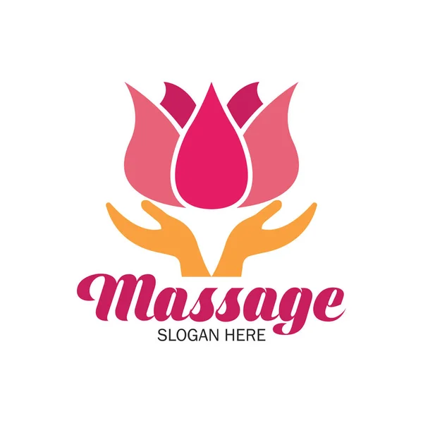 Terapi logosu, sloganı için metin alanı ile masaj / slogan, vektör çizim