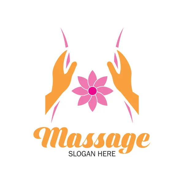 Terapi logosu, sloganı için metin alanı ile masaj / slogan, vektör çizim