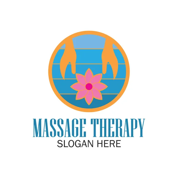 Terapi logosu, sloganı için metin alanı ile masaj / slogan, vektör çizim