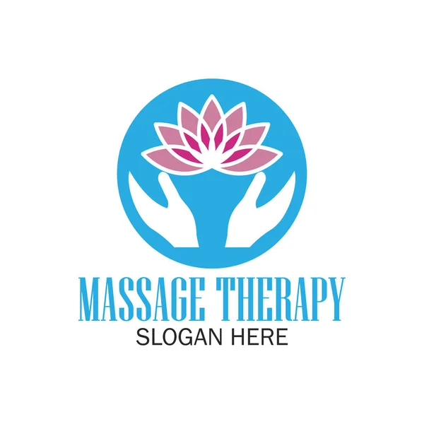 Logotipo da terapia de massagem com espaço de texto para o seu slogan / slogan, ilustração vetorial —  Vetores de Stock